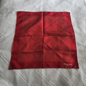 Turnbull & Asser Red Silk Scarf with Dotted White Design